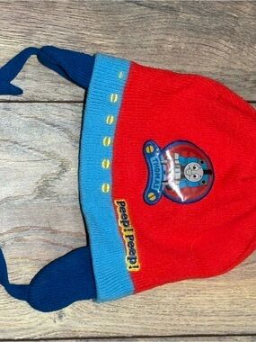Thomas & Friends Red and Blue Earflap Knit Hat with Train Badge